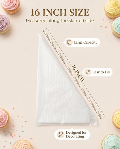 100 Pcs 12 Inch Piping Bags Disposable, Thickened Anti-Burst Pastry Bags for Thick Icing, Non-Slip Cake Decorating Bags for Cookies, Cupcakes and Royal Icing - Food Grade & BPA Free