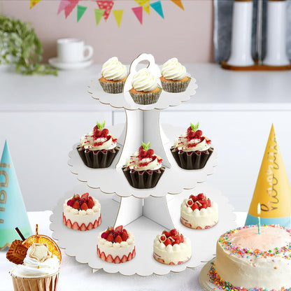 Soleebee 3-Tier Cupcake Stand, Cardboard Cupcake Tower, Dessert Cup Cake Stand Tower for Birthday Wedding Party Decoration, Cupcake Tier Stand 1 Set (Black)