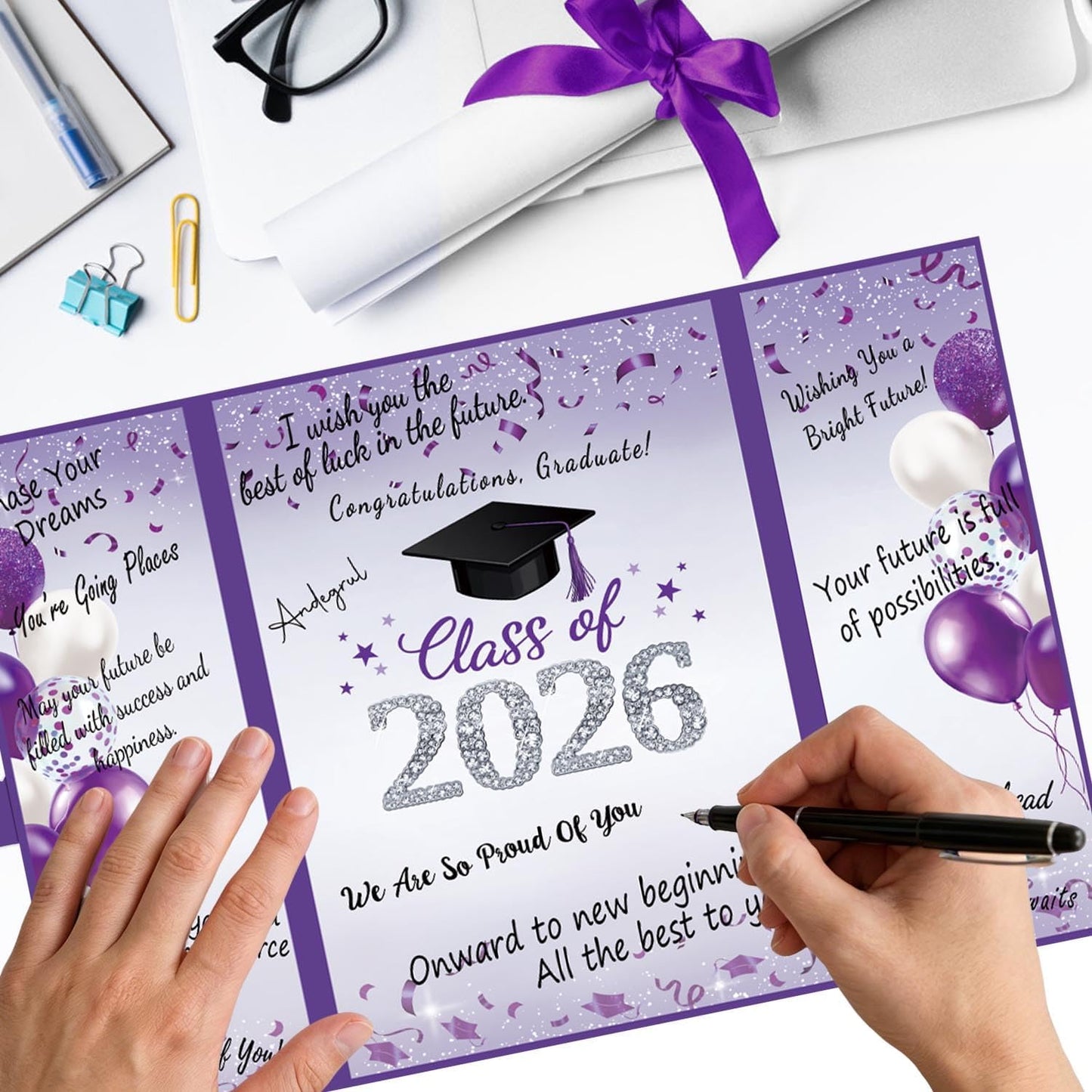QIYANPAX Graduation Guest Book 2026, Blue and Gold Graduation Decorations Class of 2026, Graduation Signature Book, Congrats Grad Guest Book Alternative, Unique Graduation Gifts