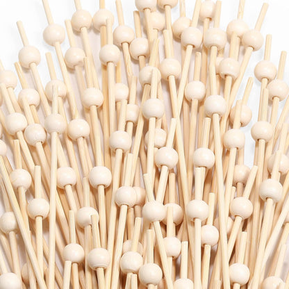 200 Pcs Cocktail Picks, 4.7 Inch Toothpicks for Appetizers, Bamboo Cocktail Sticks Skewers for Drinks, Desserts, Charcuterie, Wedding Party Fancy Toothpicks, Gold Pearl Mini Food Picks Decorative