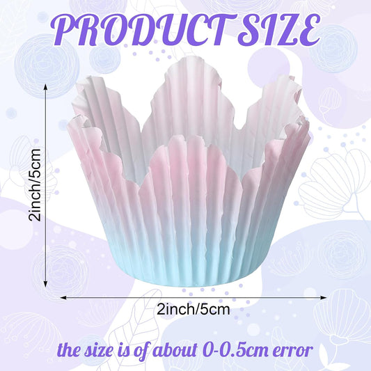 Potchen 200 Pcs Flower Petal Cupcake Liners Pastel Floral Petal Baking Cups Cupcake Liners for Cake Spring Easter Weddings Baby Showers Desserts Bridal Birthday Party Supplies