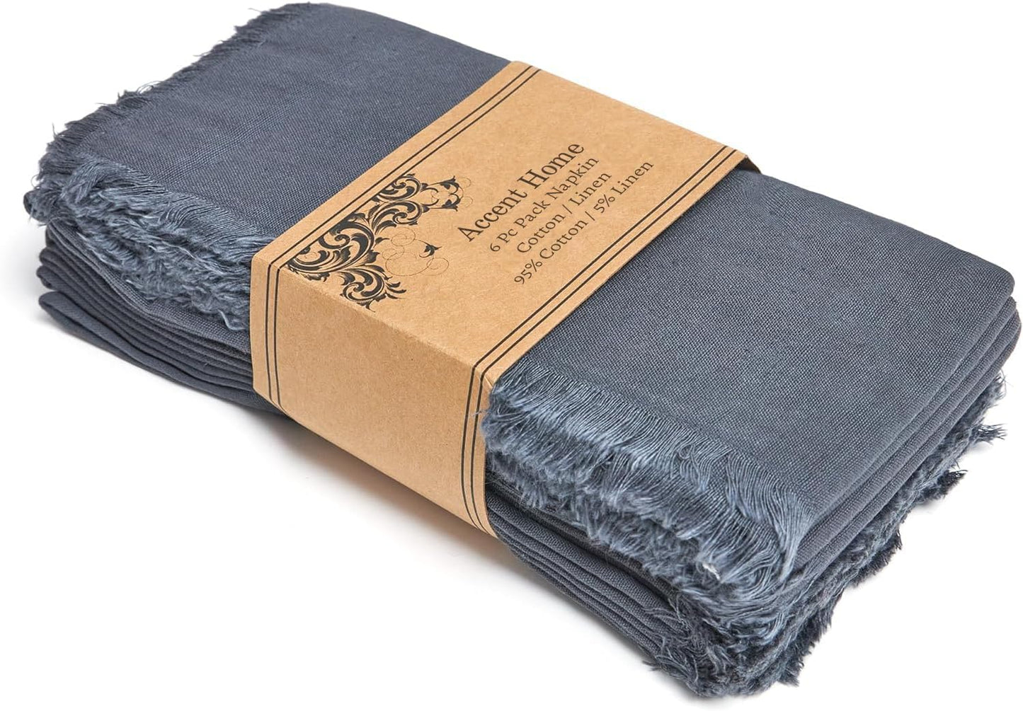 ACCENTHOME Natural Cotton Linen Napkin Set of 12 18x18 inch Dinner Napkins - Washable Soft Premium Hotel Quality Reusable Hemmed Edges Napkins Perfect Table Linens for Family Dinners, Weddings