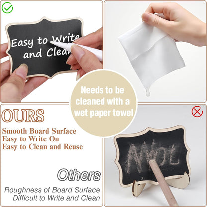 Herda 18PCS Mini Chalkboard Signs with Easel Stand,Food Labels for Party Buffet for Graduation Decor/Wedding Signs,Catering Supplies Buffet Display/Party Supplies/Place Cards,Reserved Table Numbers