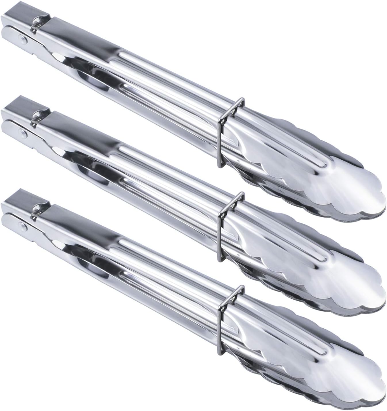 HINMAY Stainless Steel Serving Tongs Grilling Tongs for Cooking Camping Barbecue (12-Inch 3 Pieces)