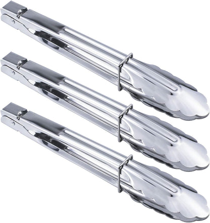 HINMAY Stainless Steel Serving Tongs Grilling Tongs for Cooking Camping Barbecue (12-Inch 3 Pieces)