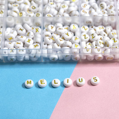 Melius 1450Pcs Acrylic Glow Letter Beads, Alphabetical Glowing in The Dark Beads in 28 Grid Box for Jewelry Making, DIY Bracelets, Necklaces, Key Chains (Glowing, 4x7mm)