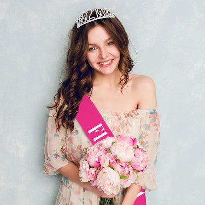 CAVETEE Silver Birthday Crown for Girls Birthday Decorations Birthday Gifts for Women and Girls