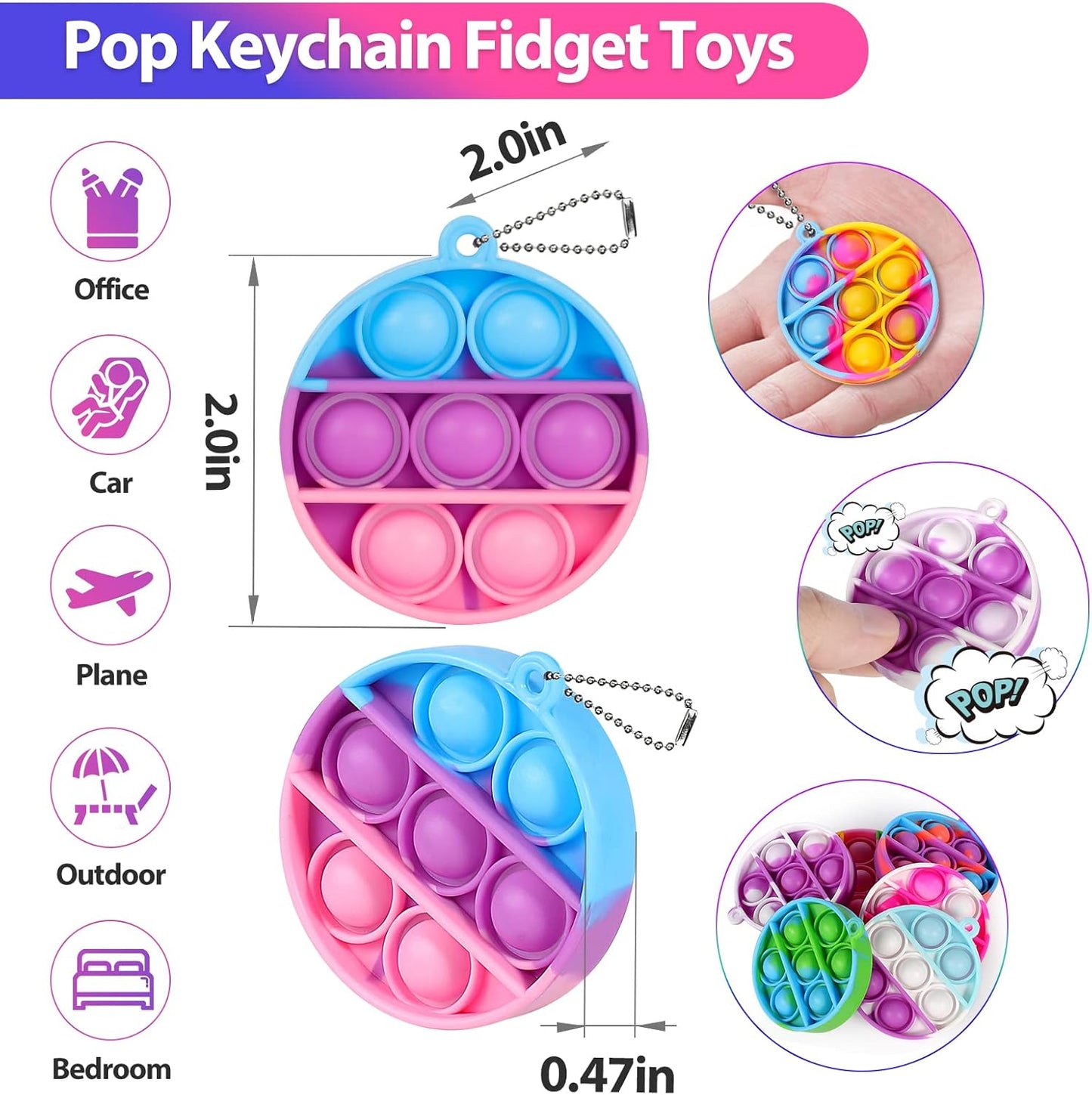 Pop Fidget Toys Bulk Its Party Favors for Kids 4-8 8-12 30 Pack Mini Pop Keychain It Small Fidgets for Classroom Prizes School End of Year Student Gifts from Teacher Birthday Goodie Bag Stuffers