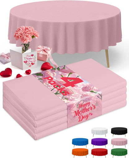 Niuara White Plastic Table Cloth - 4 Pack 54" × 108" Rectangle Disposable Tablecloths for 6FT Tables, Table Cover for Party, Holiday & Gathering Use