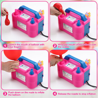 QIPUMP Balloon Pump Electric,110V 600W Balloon Blower Inflator Dual Nozzle Air Pump Balloons Inflator for Decoration, Party, Sport,Gifts:2 Balloon Tying Tools