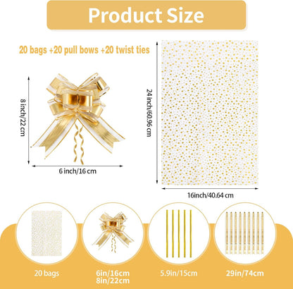 100 Pcs Star Printed 5"X 7" Gift Wrap Cello Cellophane Treat Bags Party Favor bags Clear Candy Cookie Bag Plastic Poly Goodie Storage Bag with Twist Ties for Bakery,Birthday, Wedding ,Party Decorations (Gold)