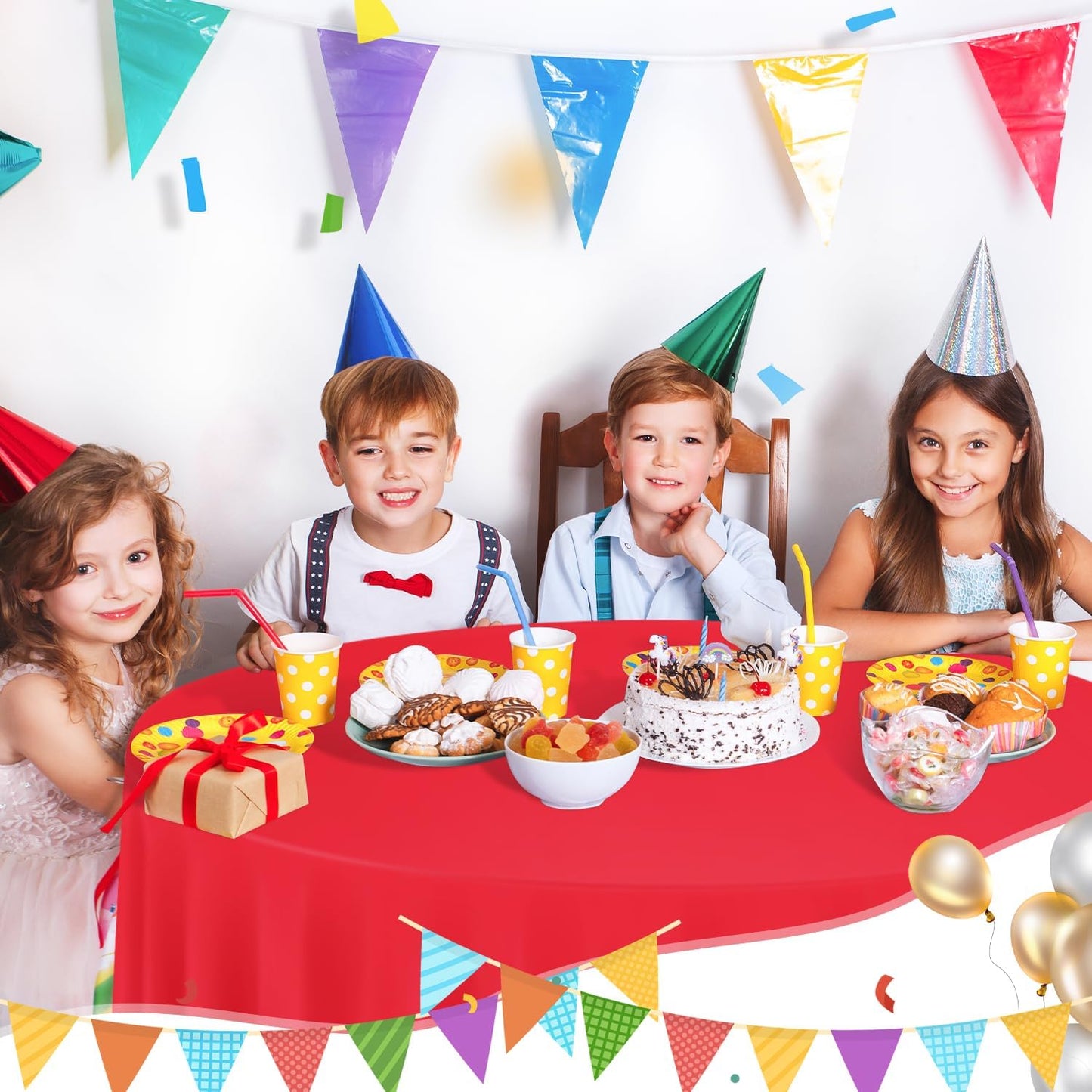 tujol Royal Blue 6 Pack Plastic Table Cloth 54" x 108", Disposable Tablecloths Rectangle Table Cover, Plastic Tablecloths for Parties