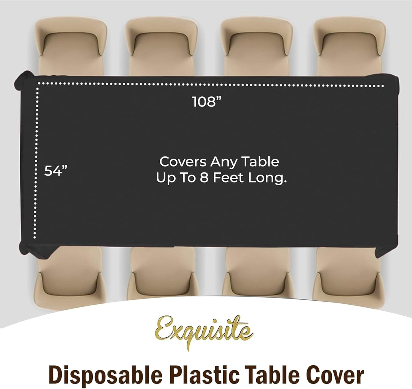 Exquisite Party Solids 6-Pack Premium Plastic Tablecloth 54in. x 108in. Rectangle Plastic Table Cover - Navy