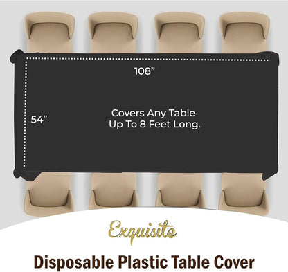 12-Pack Premium Plastic Tablecloth 54in. x 108in. Rectangle Table Cover - Dark Blue - Colors A