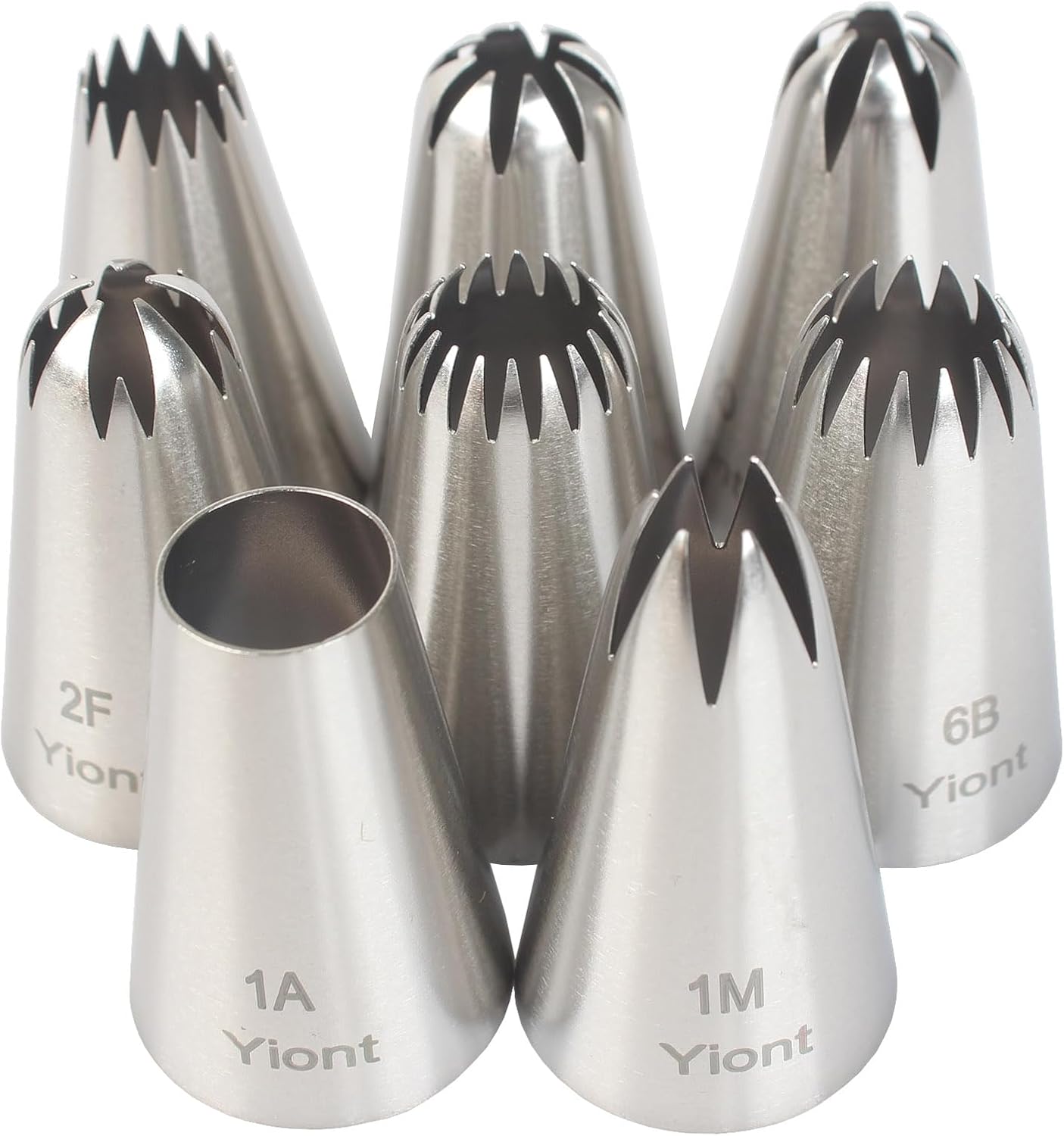 8Pcs Flower Piping Tips Set Stainless Steel Baking Tools Cookies, Cupcakes Rose & Wedding Cake Decorating Icing & Frosting Pastry Nozzles Yiont