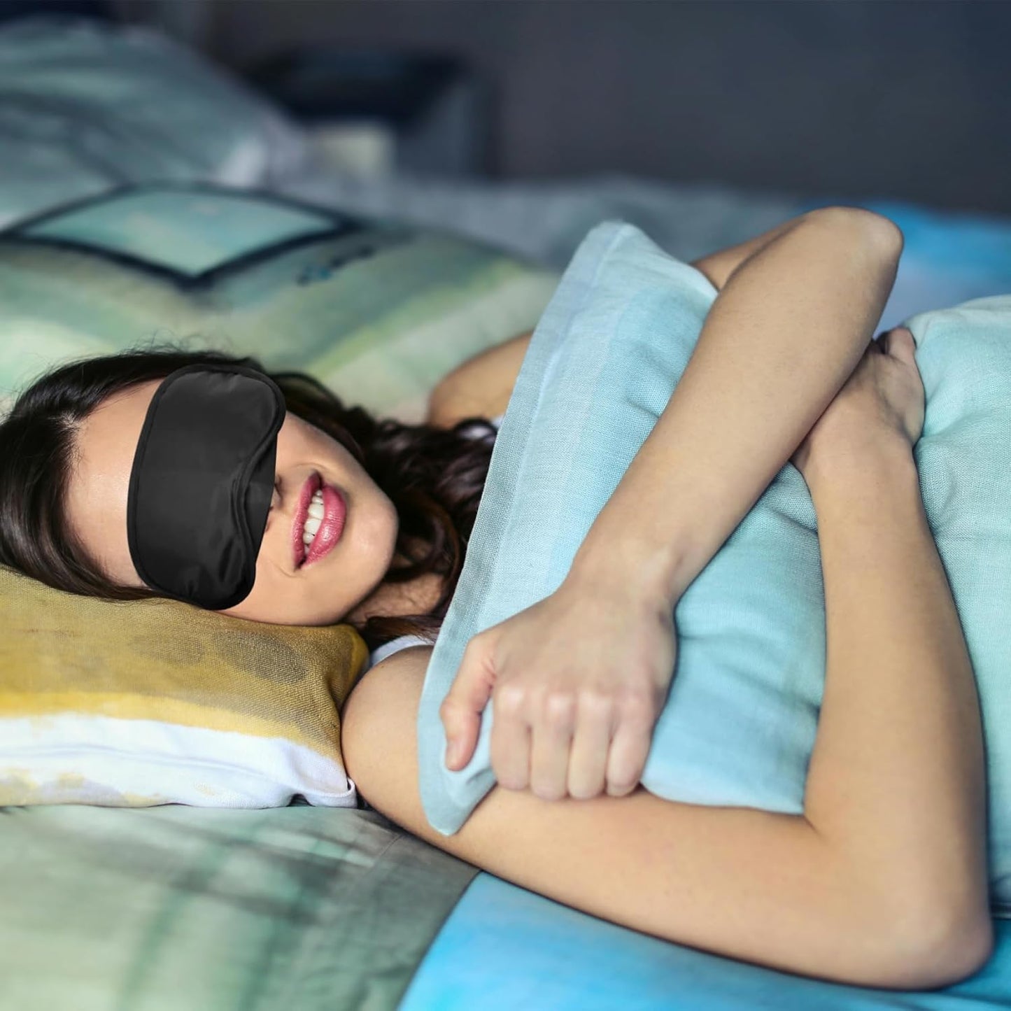 4 Pcs Blindfold, Black Eye Mask, Eye Masks for Sleep, Nose Pad and Adjustable Strap Blindfold, Game Sleeping for Everyone Travel Nap Sleeping