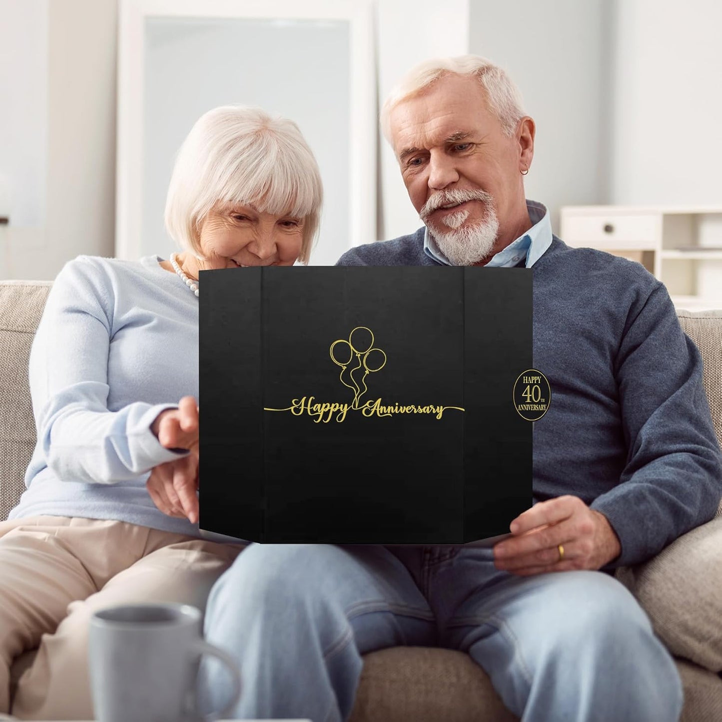 DARUNAXY Black Gold Happy Anniversary Party Decorations, Happy Anniversary Alternative Signature Guest Book Wedding 1st 10th 40th 50th Anniversary Signing Card Board Party Supplies
