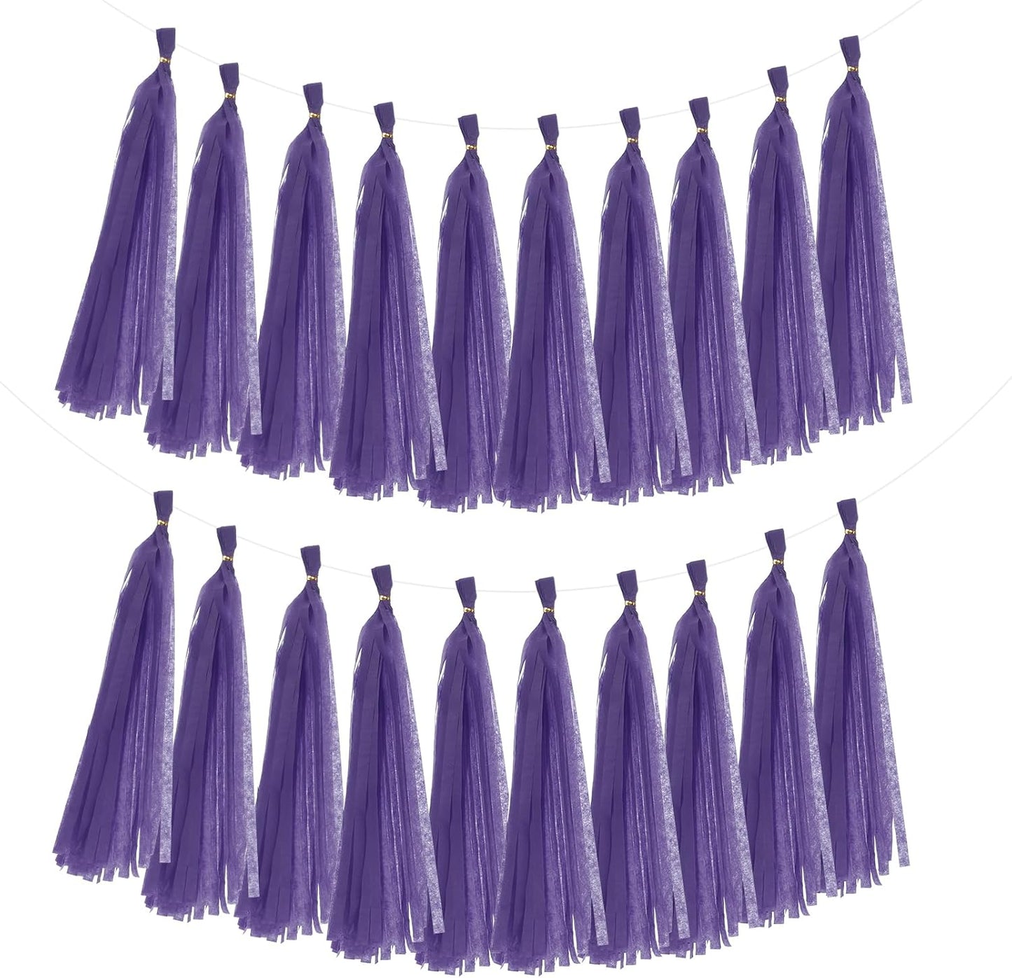 MECCANIXITY 20Pcs Tassel Garland Banner Tissue Paper for Streamers Party Decorations, Valentine's Day Birthday Decor for Women with Rope and Tie Wire (Pink, 14.6Inch)