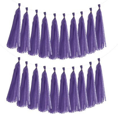 MECCANIXITY 20Pcs Tassel Garland Banner Tissue Paper for Streamers Party Decorations, Valentine's Day Birthday Decor for Women with Rope and Tie Wire (Pink, 14.6Inch)