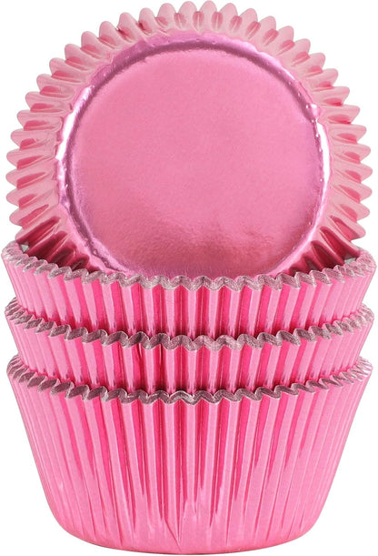 Gifbera Standard Pink Foil Cupcake Liners Wrappers Baking Cups for Baking 100 Count, Pink