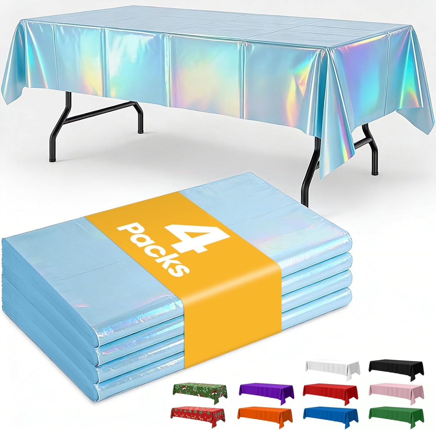 Niuara White Plastic Table Cloth - 4 Pack 54" × 108" Rectangle Disposable Tablecloths for 6FT Tables, Table Cover for Party, Holiday & Gathering Use