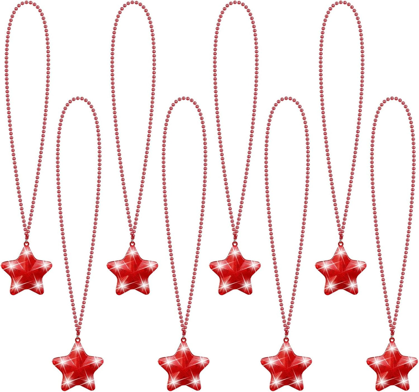 8 Pcs Light Up Necklaces Flashing Star Bead Necklaces Glow In The Dark Party Supplies for Weddings Birthday Valentines Mardi Gras July 4th Halloween Christmas
