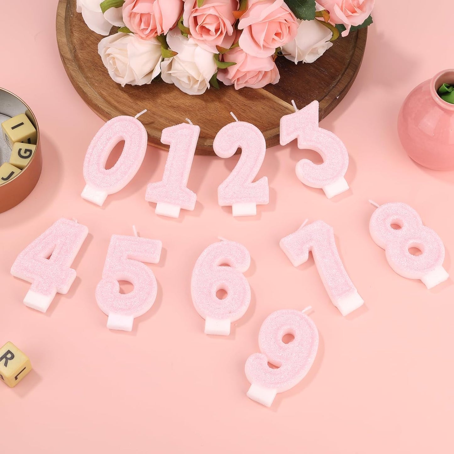 Pink Number One Birthday Candles, Romantic Cake Glitter Pink Number 1st Candles Anniversary Cake First Topper Decoration Cute Birthday Party Supplies for Wedding Anniversary Celebration Supplies (1)