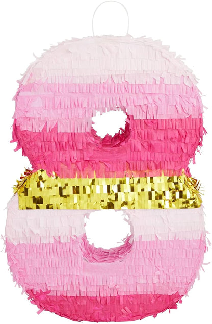 Number 5 Pinata, Pink and Gold Foil for Girls 5th Birthday Party Decorations (Small, 16.5 x 11.6 x 3 In)