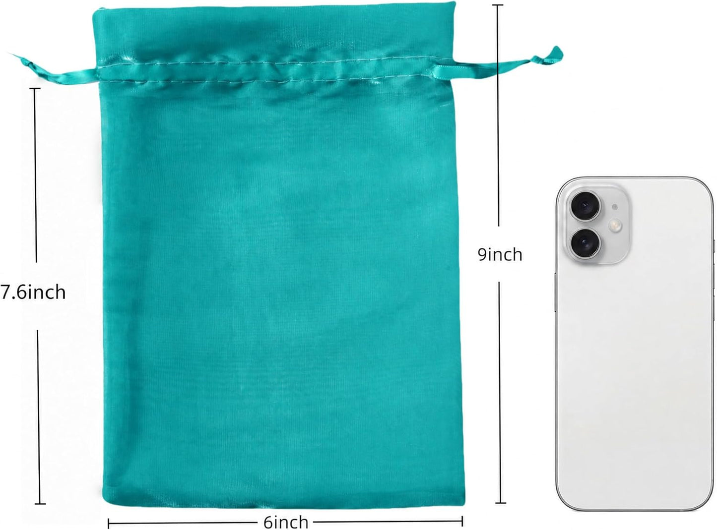 QIANF 20 Pcs Peacock Blue Small Organza Bags 3X4 inch for Wedding Favors with Drawstring, Mini Mesh Gift Bags Jewelry Pouch for Candy Bridal Shower Party Favor Baby Shower Christmas