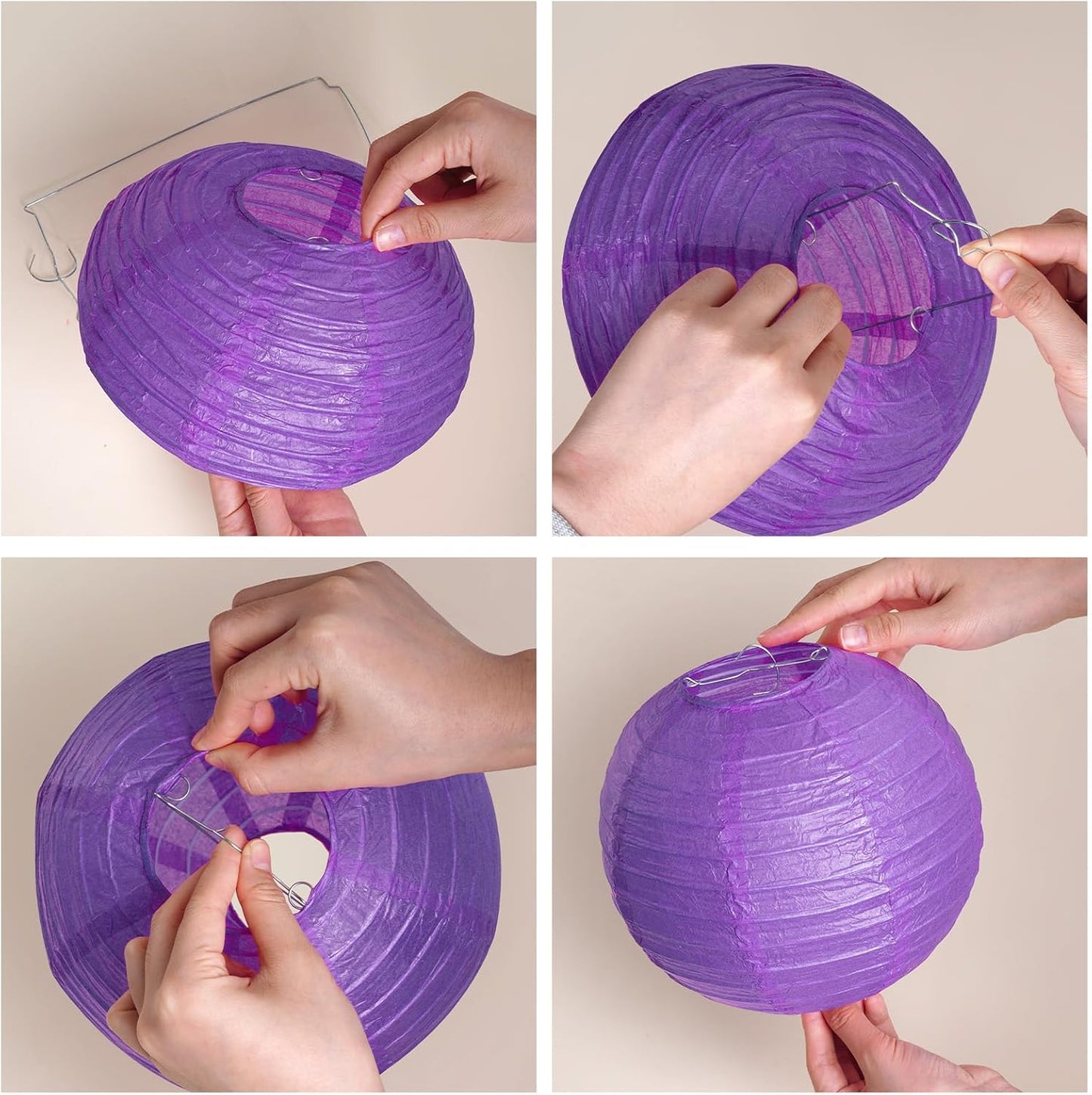 Paper Flower Lanterns Tissue Pom Poms Hanging Decorations Purple Flower Ball for Baby Shower Wedding Birthday Graduation Party Mother's Day