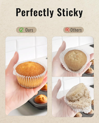 Bake Choice Non-stick 200pcs Standard Cupcake Liners for Baking, Natural, Food-grade Cupcake Wrapper, Greaseproof Parchment Muffin Liners