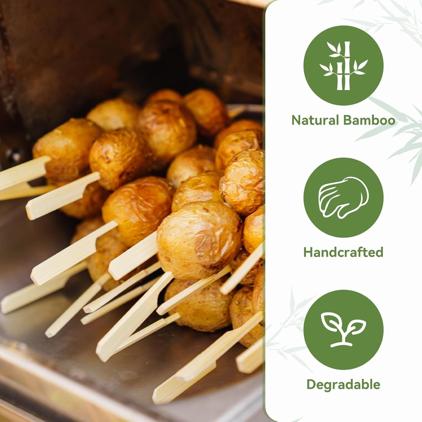 100PCS Cocktail Picks, Fancy Toothpicks for Appetizers, Decorative Skewers for Appetizers Drinks Party Fruit, 4.7 Inch Long Wooden Bamboo Gold Ball Food Sticks Charcuterie Boards Accessories