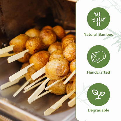 100PCS Cocktail Picks, Fancy Toothpicks for Appetizers, Decorative Skewers for Appetizers Drinks Party Fruit, 4.7 Inch Long Wooden Bamboo Gold Ball Food Sticks Charcuterie Boards Accessories