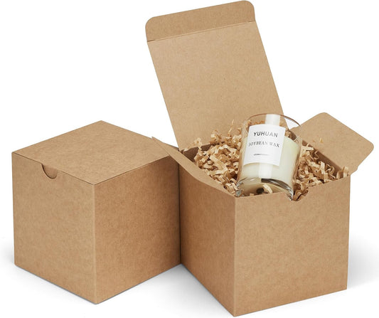 Eupako Gift Boxes 4x4x4 50 Pack White Kraft Paper Box with Lids Party Favor Boxes for Bridesmaids Proposal, Crafting, Cupcake, Wedding, Christmas