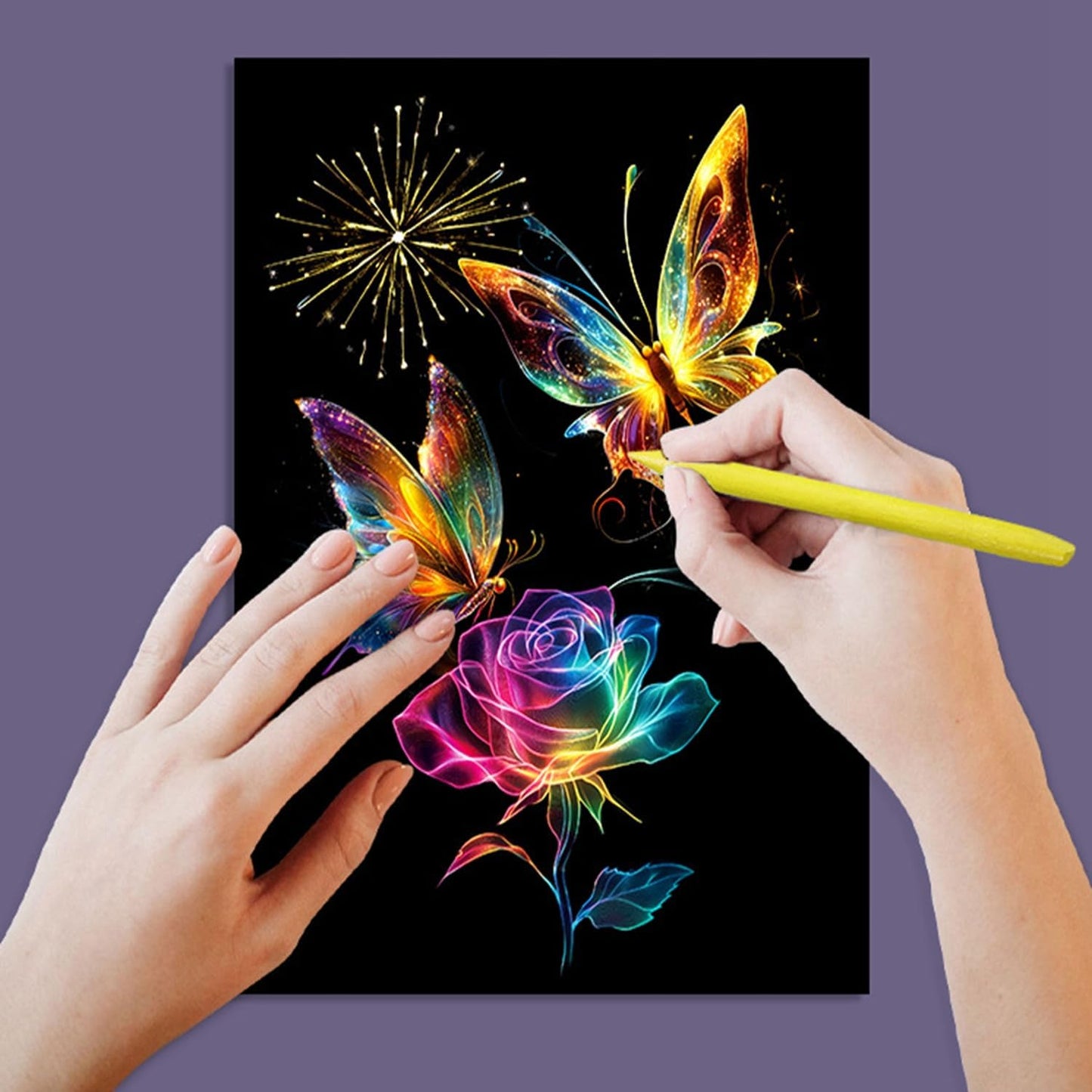Georgie Porgy Scratch Paper Art Set for Kids Adults Magic Rainbow Scratchboards for DIY Arts and Crafts Kits Christmas Birthday Gift with Scratching Tools Kit (A4-Noctilucent Whale + Sea World)