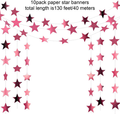 Patelai Glitter Star Garland Banner 2026 Graduation Decor 130 Feet Star Hanging Banner Twinkle Backdrop for Party Birthday Classroom Wedding Supplies(Gold)