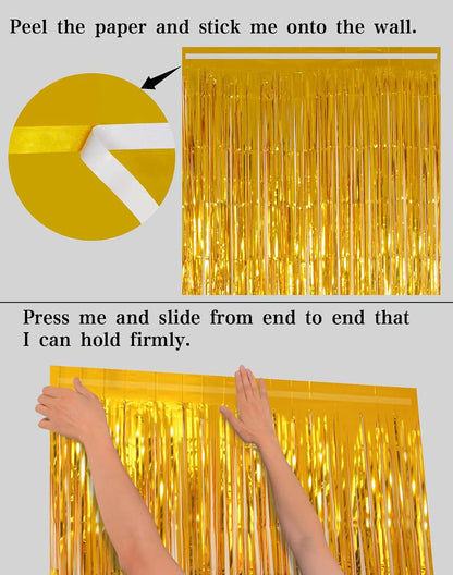 Happy Mothers Day Decorations Melsan 3 Pack 3.2 x 8.2 ft Pinkish Purple Tinsel Fringe Curtain Backdrop, Sparkling Metallic Party Decorations for Girls Birthday, Bachelorette, Wedding, Photo Booth