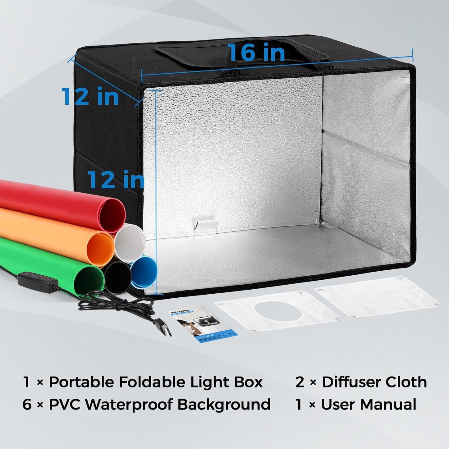 Photo Light Box, 12/16/20/24/32 Inch Photography Light Box with CRI>95 120 Light Beads. Dimmable Shooting Tent Kit with White and Warm Light. 6 Color Backdrops Photo Booth for Studio Products Display