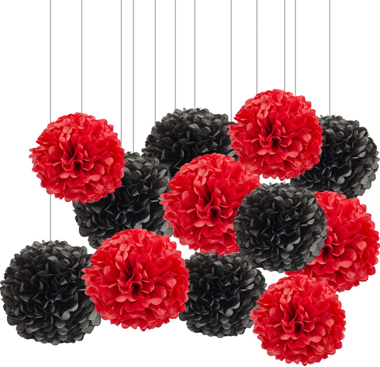 XIKSXITN 12 pc Rose Gold Gradient Tissue Paper Pom poms-Hanging Gold Dot White Paper Pom Poms Paper Flowers Ball for Party Decorative(8&10&12 inch)