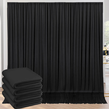 10ftx10ft Black Backdrop Curtains for Weddings Parties, Wrinkle Free 2 Panels Silky Polyester Photo Backdrop Drapes Back Drop Cloth Drapery for Birthday Mother'sDay Photography Background