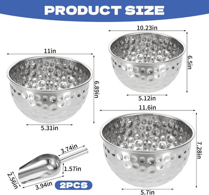 3 Pack Ice Bucket 4.6/6/7.5L Stainless Steel Beverage Tub with 2 Scoop Leak-Proof Wine Bucket Large Metal Ice Buckets for Parties Champagne Bucket for Cocktails Beer Juice, Dishwasher Safe
