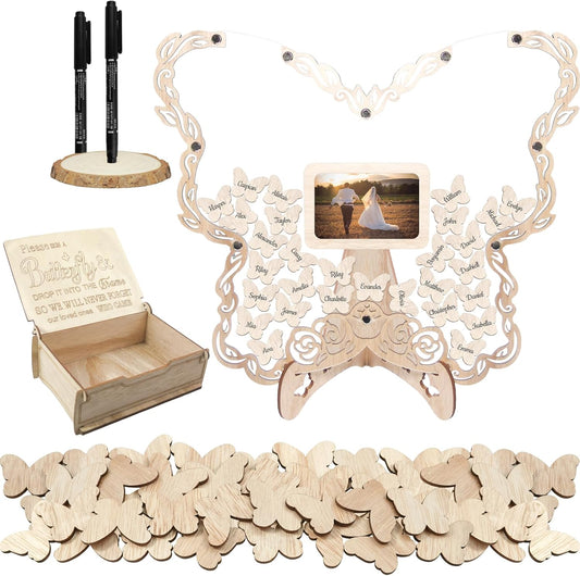 Wedding Guest Book Alternative Wooden Heart Guestbook Ideas Guest Book Wedding Reception with Wooden Hearts and Drop Box Sign in Book for Wedding Birthday Anniversaries Decorations