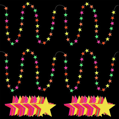 508ft UV Neon Paper Garland Crepe Streamers Glow in The Dark Party Supplies Garland Neon Party Decorations Streamers for Blacklight Reactive Fluorescent Wedding Birthday Party Decorations