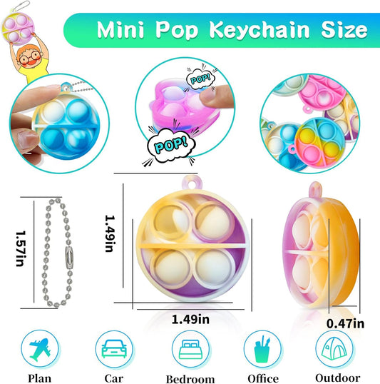 ONKULL Pop Fidget Keychain 30 Pack ,Mini Fidget Toys Bulk ,Sensory Toys for Kids ,Party Favors for Kids 4-8,8-12 Year ,Back to School Gifts for Classroom ,Birthday Goodie Bags Stuffers