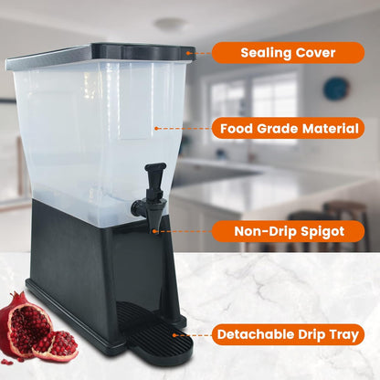 Beverage Dispenser 5 Gallon Drink Dispenser with Spigot, Juice Dispensers for Parties, Black Base