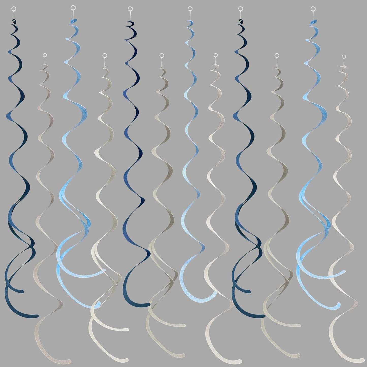36 Pcs Blue Hanging Swirl Decorations Ombre Royal Blue White Felt Swirl Streamer Spiral Ceiling Garland for Birthday Wedding Baby Shower Graduation Under The Sea Nautical Ahoy Achor Party Supplies
