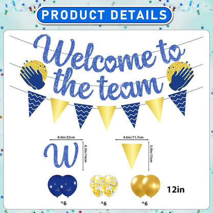Gold Glitter Welcome To The Team Banner and Hanging Swirls, Welcome Banner, Welcome Sign, Welcome Decorations for New Employee Coworker Teacher Colleague Staff Team Member Office Party