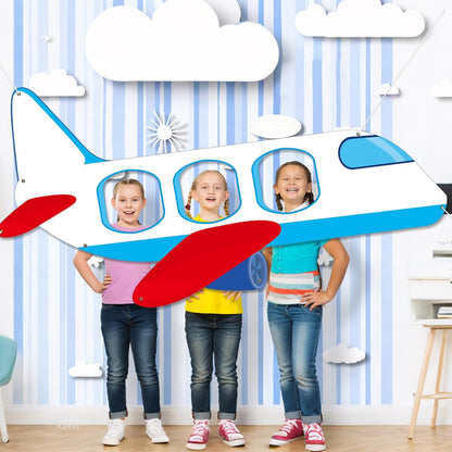 Airplane Birthday Party Decorations Airplane Shaped Photo Prop Selfie Frame Large Fabric Aircraft Backdrop Banner Plane Themed Photo Booth Prop Background for Kids Baby Shower Birthday Party Supplies