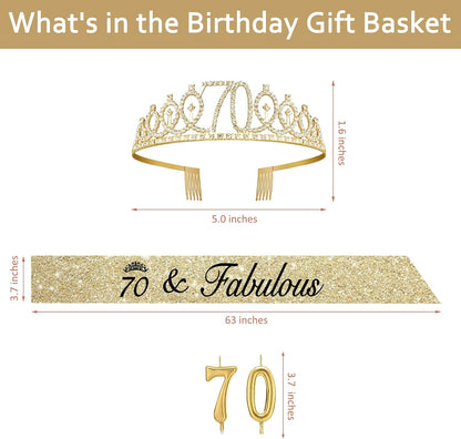 21st Birthday Decorations for Her with 21st Birthday Sash and Crown, Candles Gold, Gifts for 21 Year Old Girls