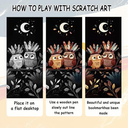 Scratch Art Bookmarks Kit, 24 Sheet Paper with Scratching Tools for DIY Party Favors, Christmas Stocking Stuffers